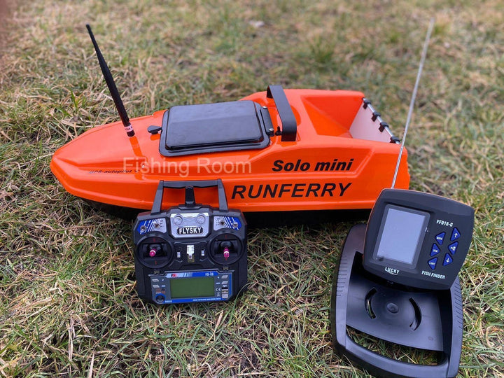 Runferry SOLO MINI GPS Bait Boat – Orange Edition + Lucky FF918 Sonar