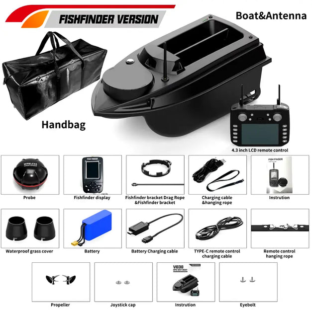 Flytec V080 Professional Bait Boat with GPS, Fish Finder, LED Lights & Auto-Return
