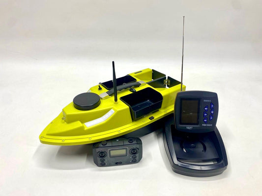 Flytec D19 GPS Bait Boat with 4 Hoppers & Fish Finder (Lucky FF918-C)